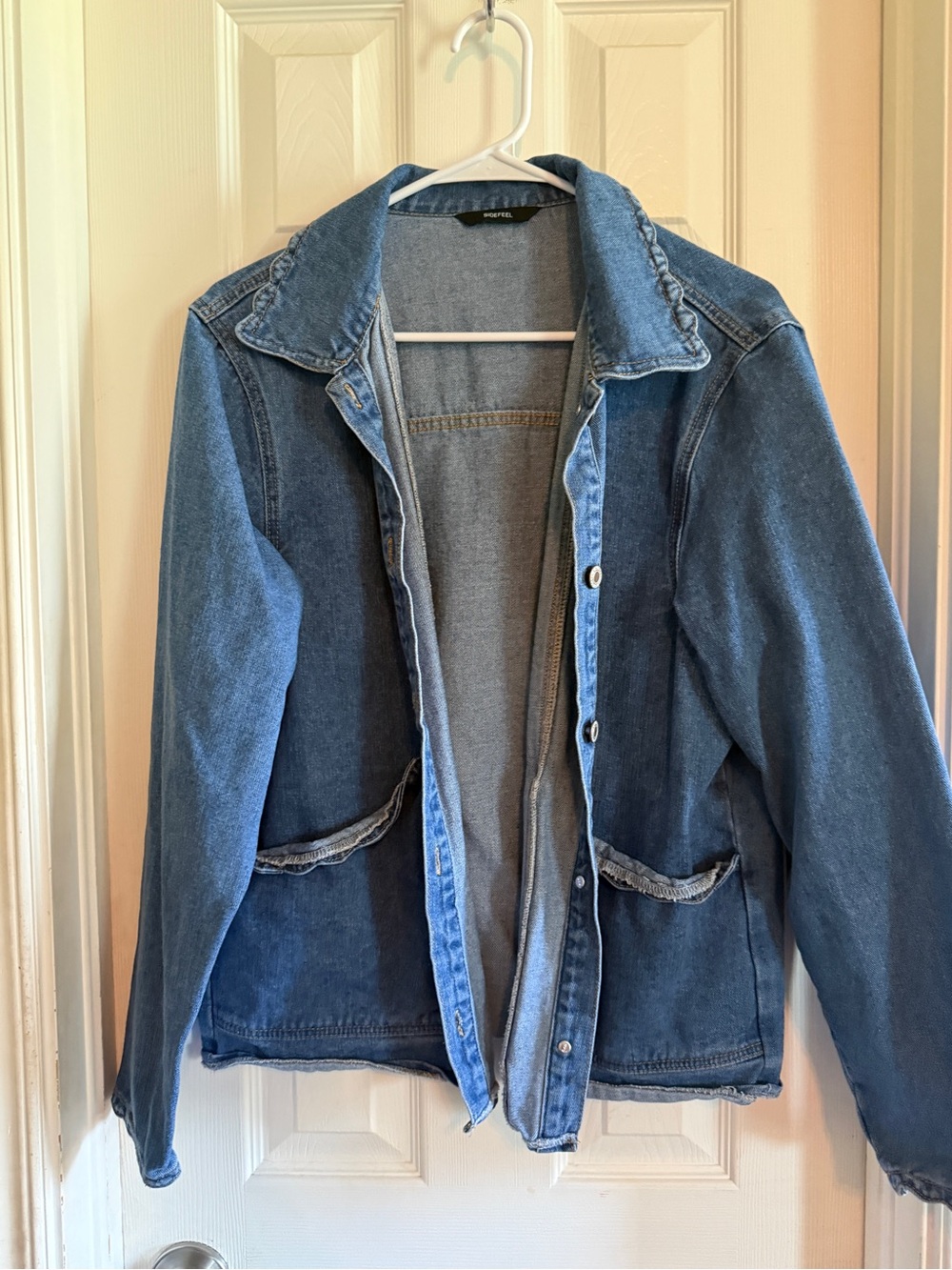 Relaxed Blue Denim Jacket with Button Front